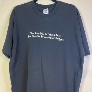 Vintage 1998 Don't Panic Funny Humor XXL Fruit Of The Loom Heavy Cotton Tag USA